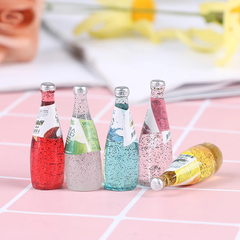 1/12 Miniature Food Mini Fruit Drink Play Doll Food Dollhouse Kitchen Toys Resin Mini Fruit Bottle Simulation Drinks Model Toys