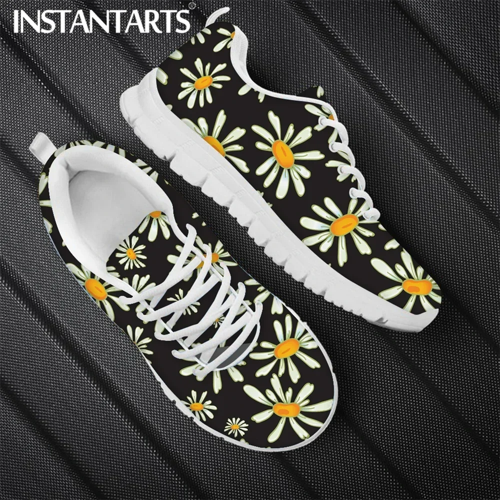 Sepatu kets lembut hangat untuk wanita, sepatu Sneakers datar berpola bunga aster kecil musim gugur motif syal vulkanisir, sepatu renda untuk wanita