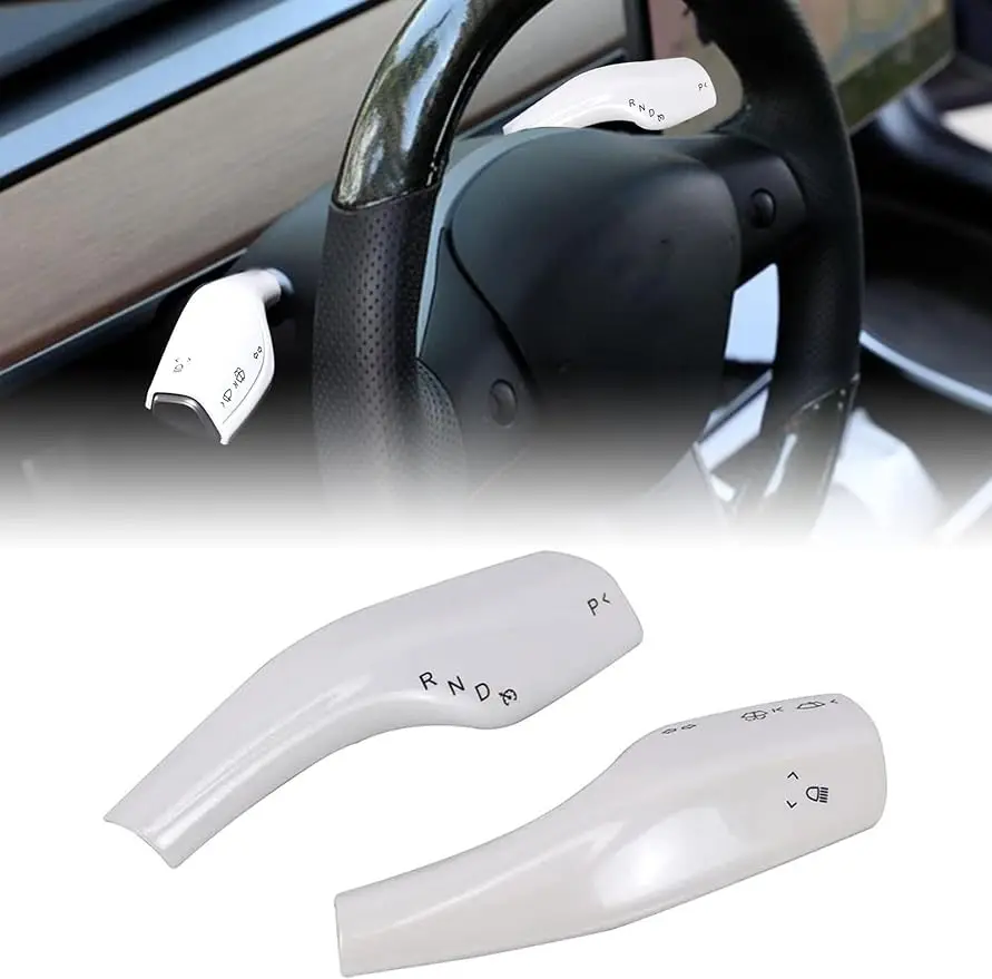 White Steering Lever Cover Shift Lever Cover Column Shift Pattern Cover Suitable For Tesla Model 3 Model Y 2017-2023