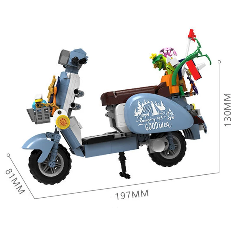MOC Creative Roman Holiday Vespa Famous Motorcycle Building Blocks City Technical Mini Racing Car Bricks Toys Gift For Children
