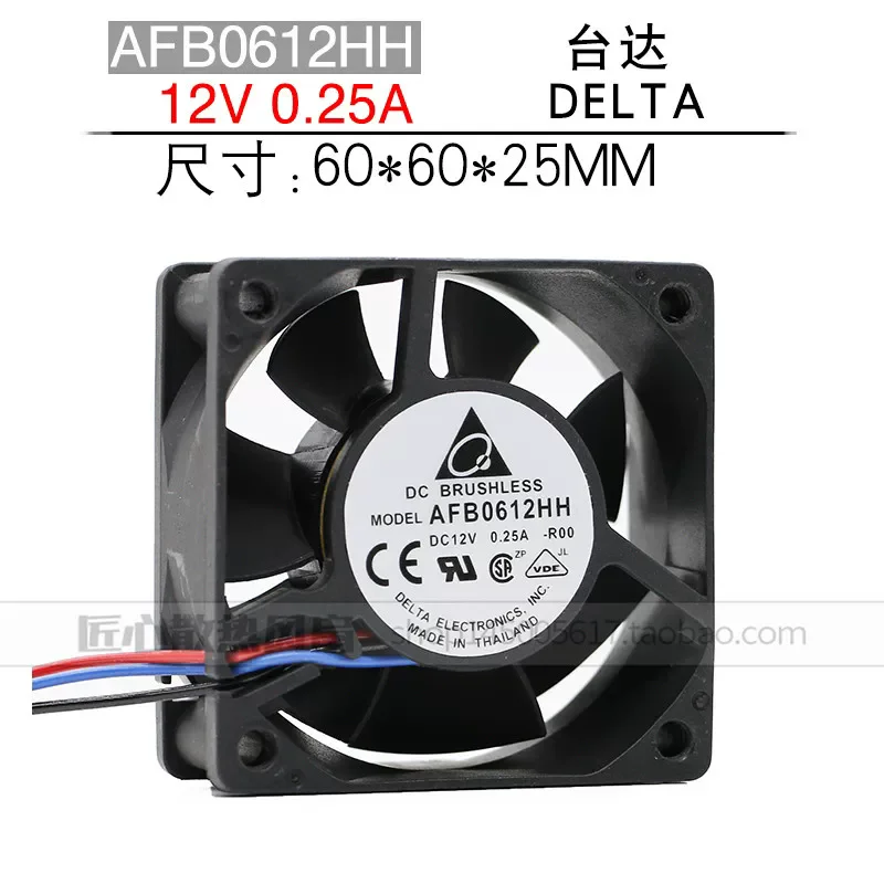 

Новый оригинальный вентилятор охлаждения AFB0612HH-ROO 6025 6CM 12V 0.25A с 3-мя проводами
