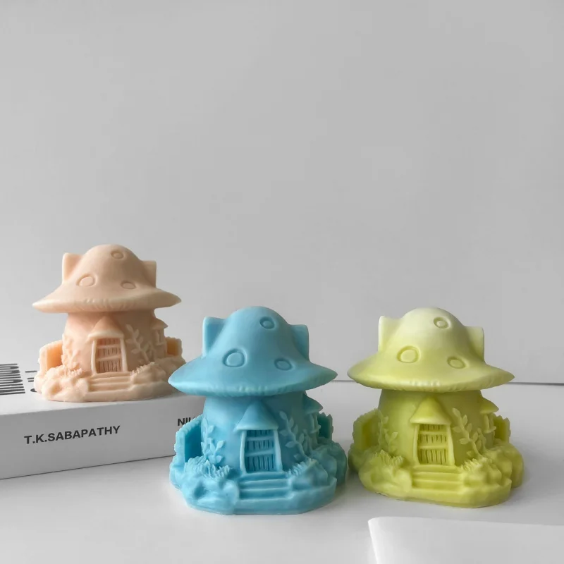 

3D Mushroom House Silicone Mold for DIY Scented Plaster Decor, Epoxy Resin Dripping Art and Fairy Garden Crafts