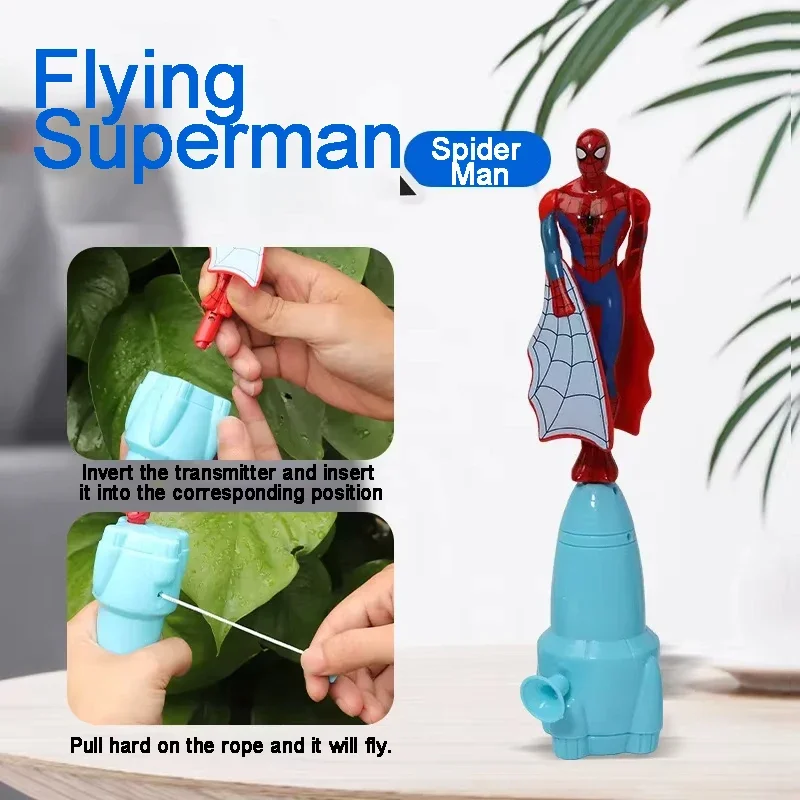 Marvel Flying Toy Spiderman Iron Man Captain America Bambus Libelle Flyer Spielzeug Zugschnur Rotationsemission Outdoor-Spielzeug