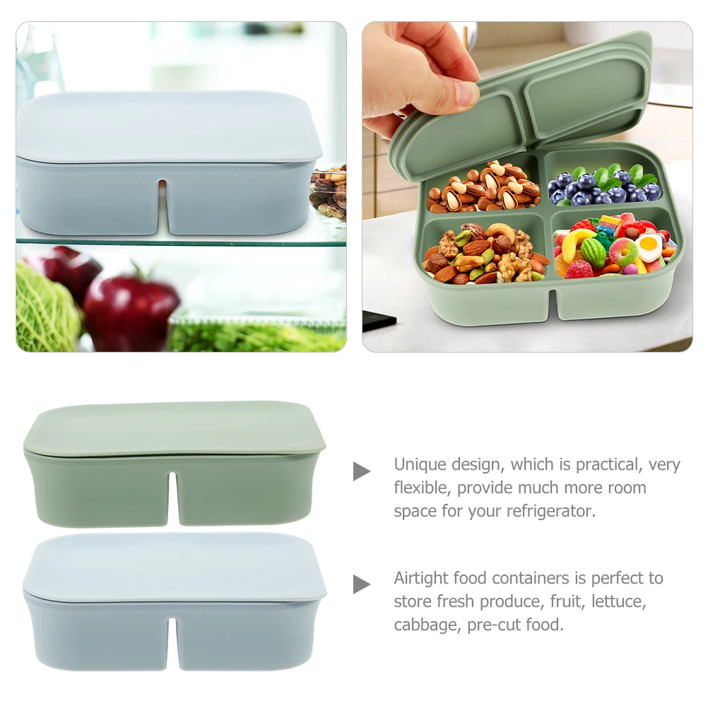 

2 Pcs Storage Containers Airtight Bento Snack Containers Box Snack Boxes for Kitchen Freezer Meal Prep Container Fridge Green