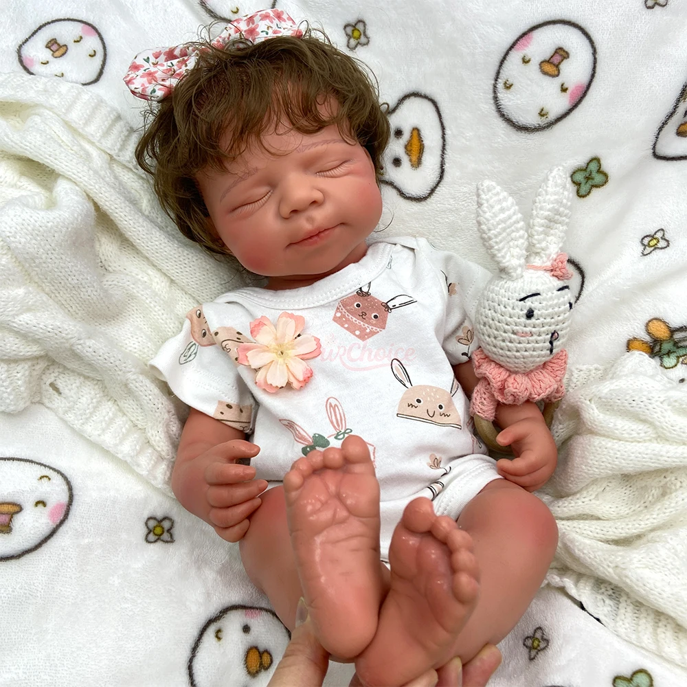 20 pulgadas puede abrir la boca muñeca recién nacida de pelo enraizado realista hecha a mano de la niña/niño renacido cuerpo completo de silicona para regalo