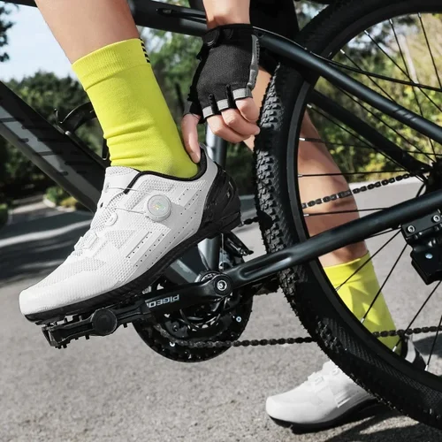 Imagen 2 del producto Zapatos de ciclismo de carretera para hombre, zapatillas transpirables de verano con tacos autoblocantes, antideslizantes, para bicicleta de montaña, zapatillas de carreras spd ligeras