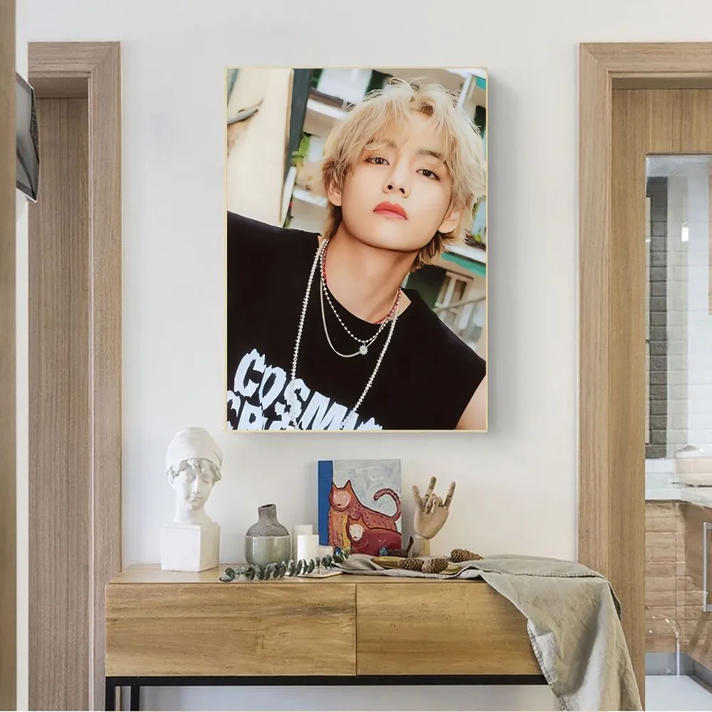 Babaite KPOP Kim Tae-hyung Poster No incorniciato Poster Kraft Club Bar Paper Vintage Poster Wall Art Painting Bedroom Study Stickers