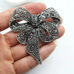 Luxury Crystal Bow Ribbon Brooches For Women Men Fashion Bowknot Pins Jewelry