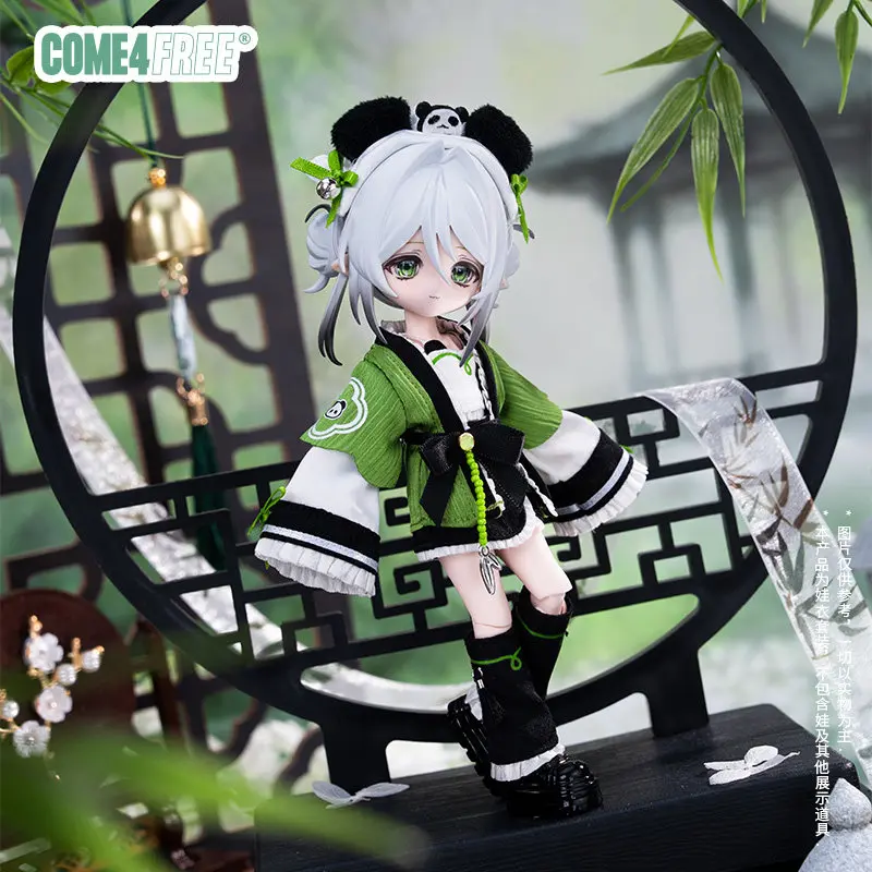 

Новая коллекция Come4free: традиционная китайская одежда для кукол BJD в масштабе 1/12 (для кукол Ob11), зеленый наряд с декором в виде панды и бантом