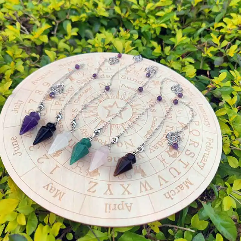 Cone Natural Stone Crystal Pendulum for Dowsing Divination Healing Point Pendulum Clear Quartz Fluorite Quartz Pendulo x237