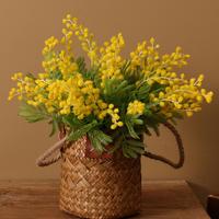 Wattle Acacia Artificial Plant Acacia Simulation Flower Wedding Home Garden Photography Props Vase Decorations Fake Plants