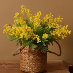Wattle Acacia Artificial Plant Acacia Simulation Flower Wedding Home Garden Photography Props Vase Decorations Fake Plants