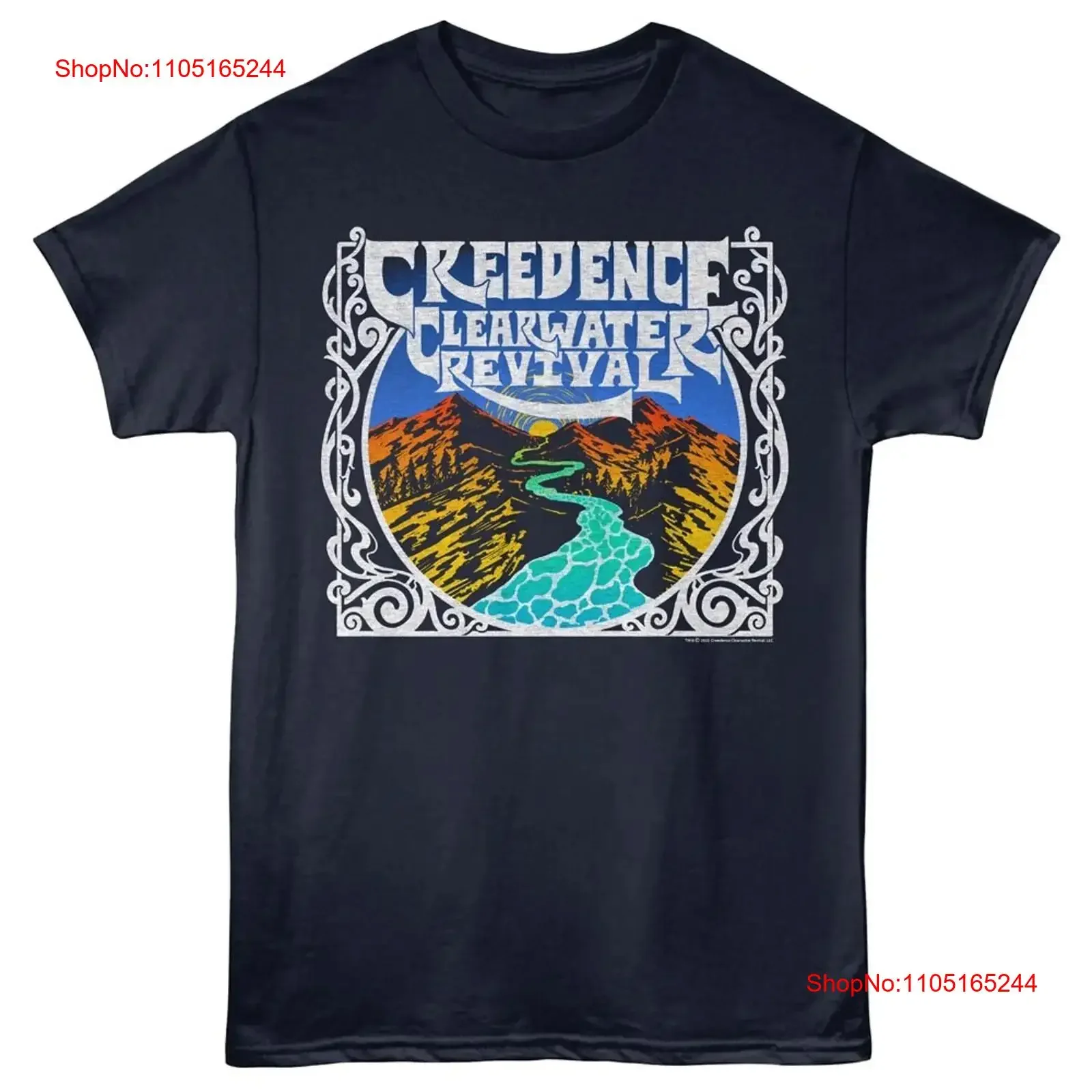 

Футболка Creedence Clearwater Revival CCR MOUNTAINS RIVER ALBUM, новая официальная темно-синяя винтажная стираная удобная уличная одежда, повседневная