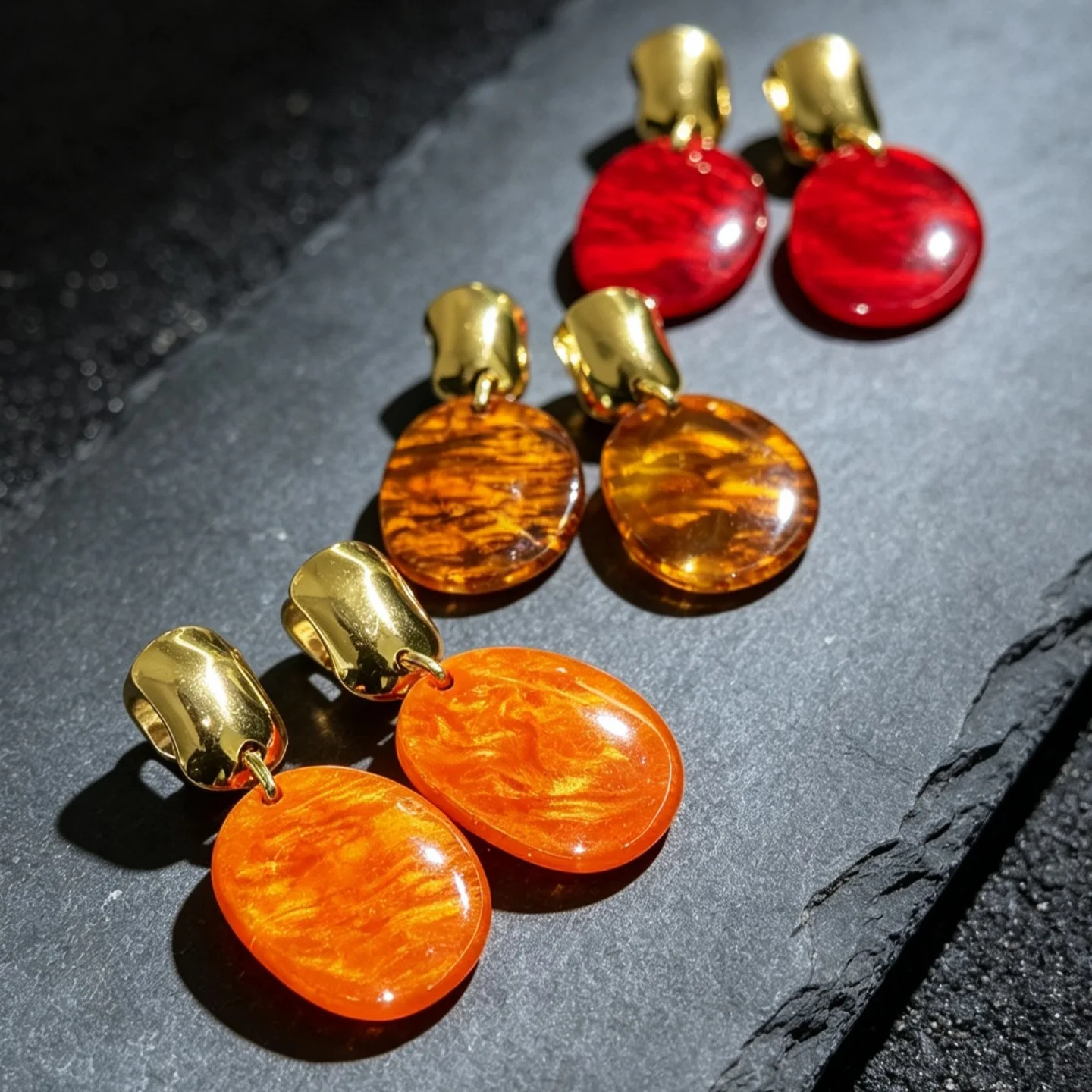 Big Statement Oval Shaped Resin Dangle Earrings For Women Creative New Autumn Winter Fashion Jewelry Wholesale
