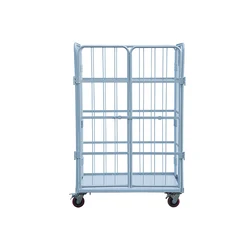 Metal Tool Cart Folding Door Trolley All Metal Rolling Trolley With Wheel