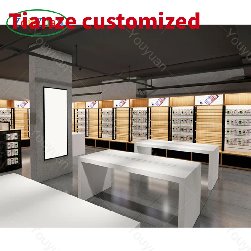 

(customized)Custom Design Modern Shop Glass Counter Mobile Phone Retail Stores Showcase kiosk