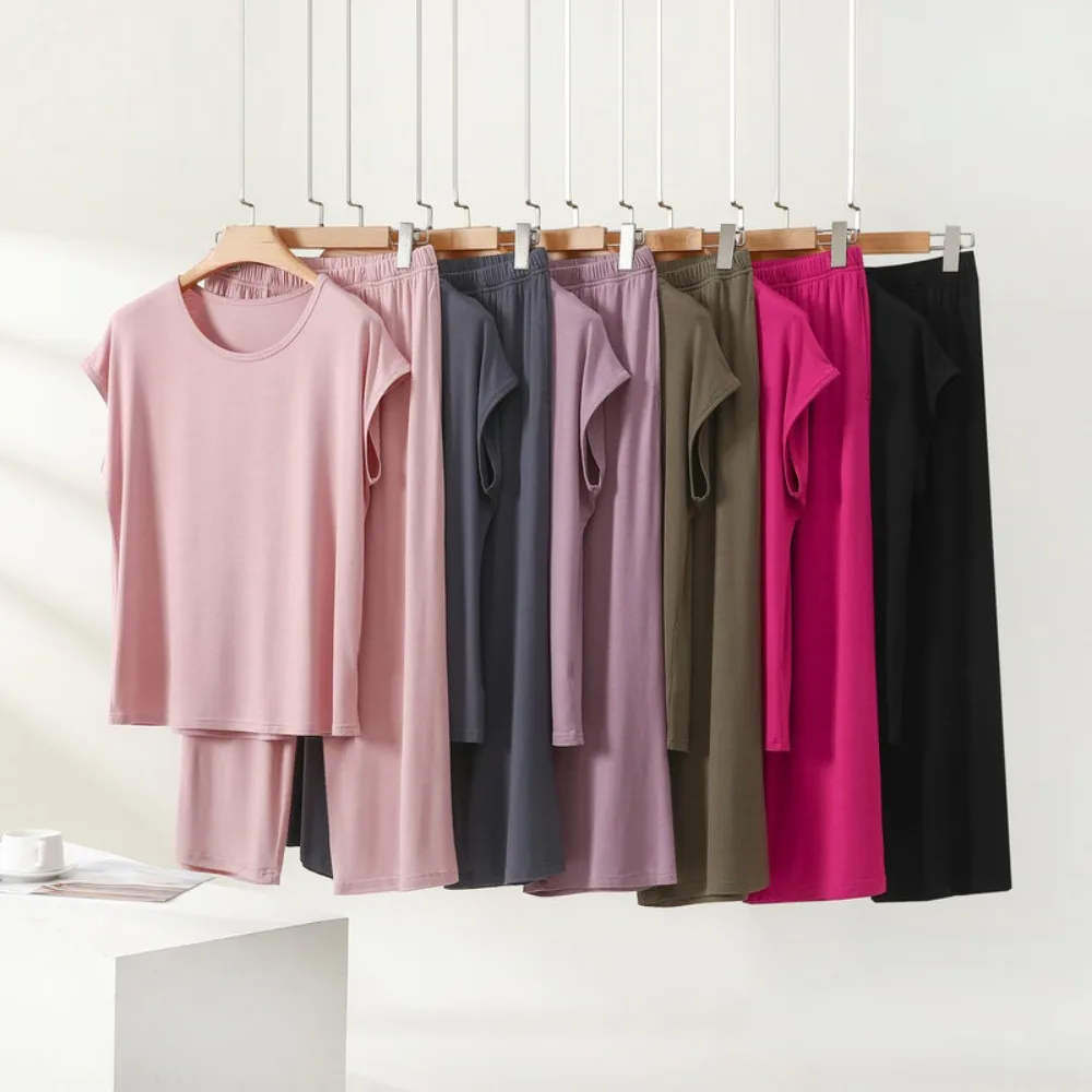 

Новый летний женский пижамный комплект из 2 предметов: тонкая пижама с коротким рукавом, мягкая и свободная, для сна и отдыха