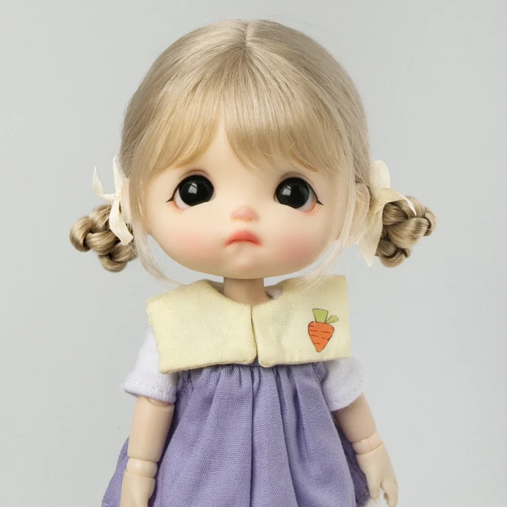 Kucyk włosy uczennicy kok uroczy warkocz grzywka pół-ponięty mohair miękka peruka upięcie do Ob11 1/8 1/12 BJD Akcesoria dla lalek 5-6 cali