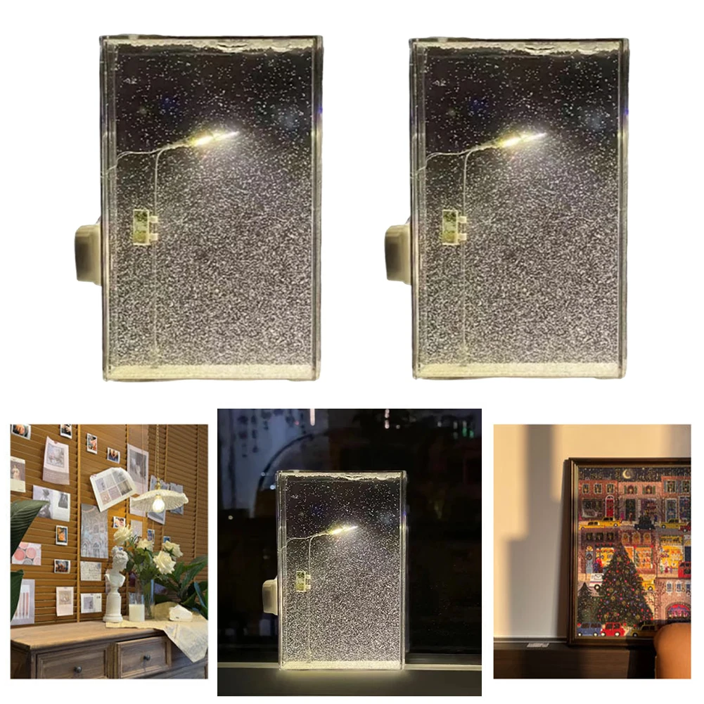 1PC Handmade DIY Material Package Desktop Decor Flowing Small Night Light Snow Scene Street Light Snowy Night Snow Simulation