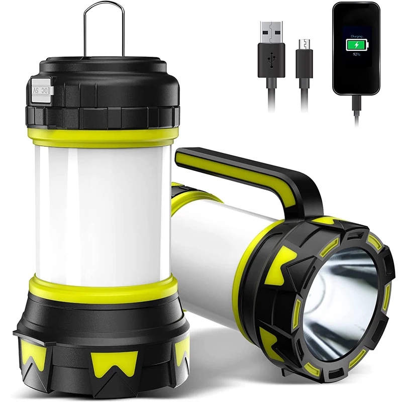 Camp Lamp LED Tent Light USB Rechargeable Flashlight Dimmable Spotlight Work Light Waterproof Searchlight Emergency Lantern