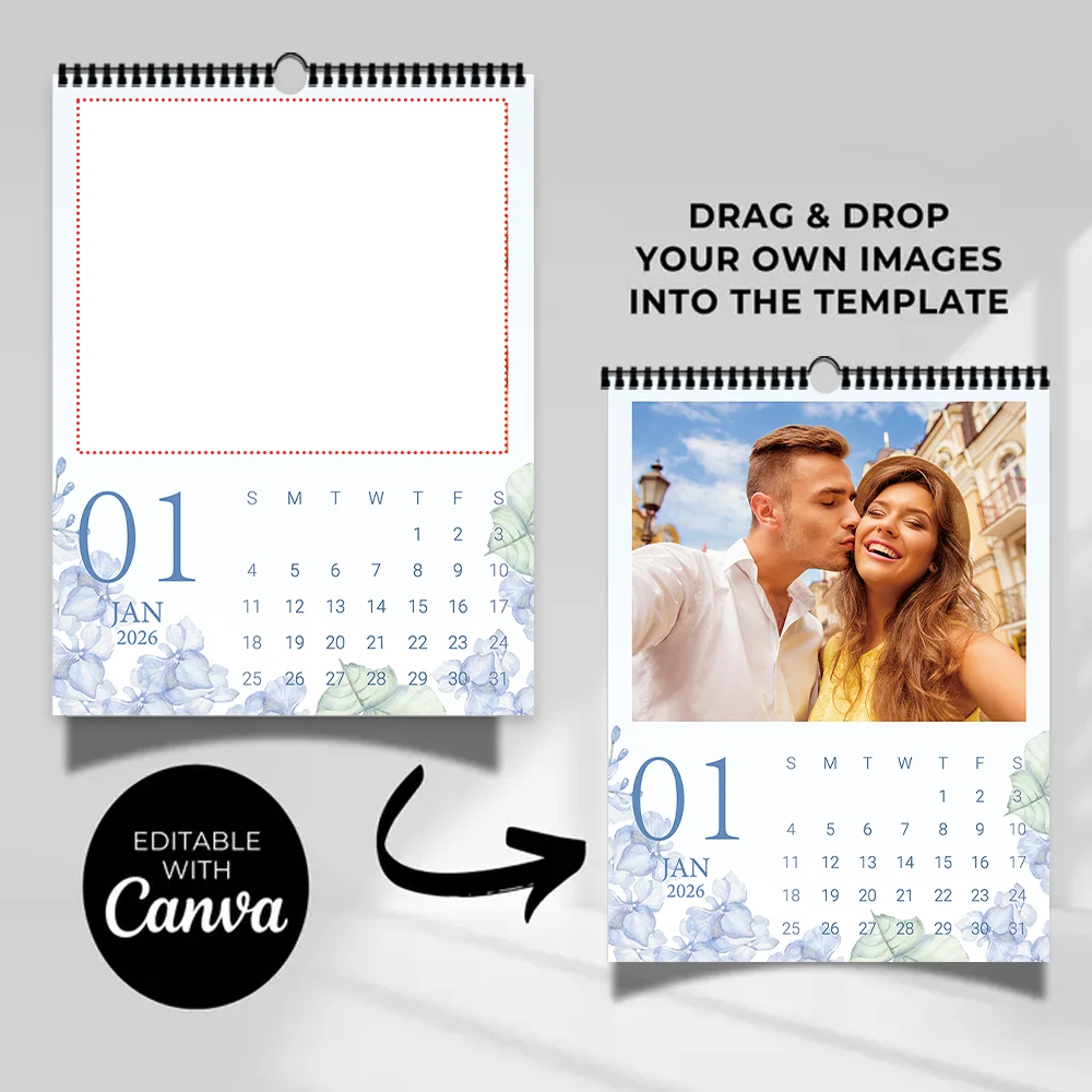 

1pc 2026 Custom Calendar - Personalized Wall Calendar Upload 6 photos Wall calendar Birthday, Christmas, New Year gift