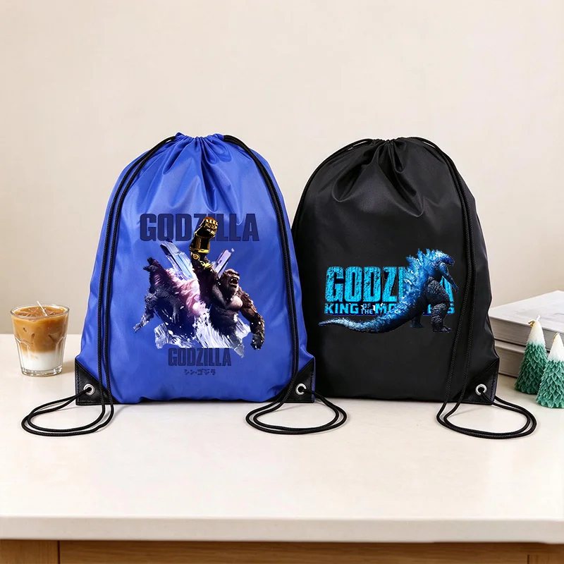 Godzillas Drawstring Bag Riding Backpack Gym Clothes Shoes Storage Pack Waterproof Bundle Pocket Cool Large Portable Sports Bags
