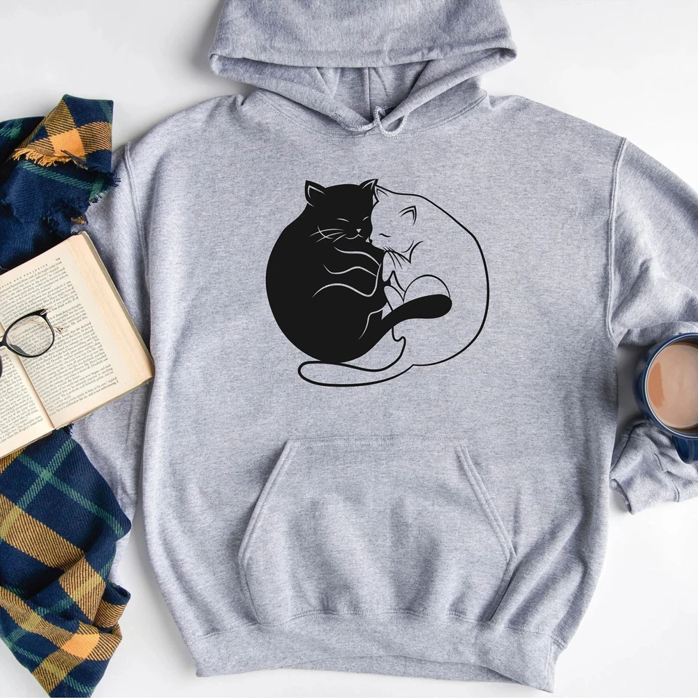 Cats Hugging Hoodie Cat Mom Unisex Best Gifts for Cat Lovers Funny Sweatshirt Pullover