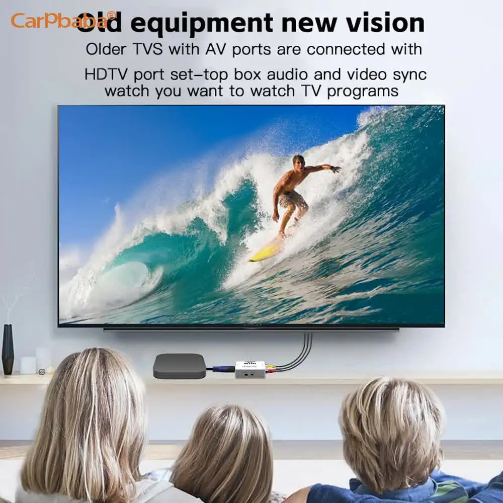 Adaptor AV ke HDTV 1080P konverter komposit Video kotak konverter Scaler Video AV2HDTV RCA CVSB L R