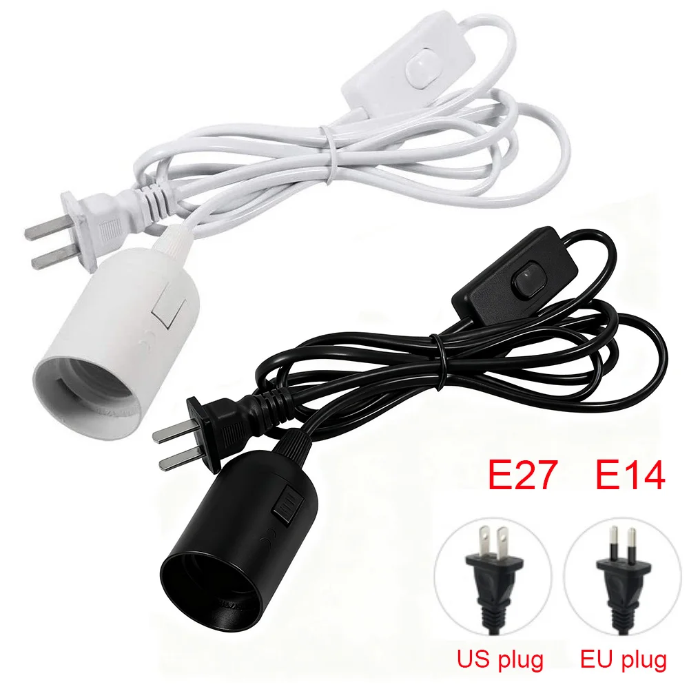 Enchufe de bombilla colgante con Cable 1,8 M enchufe UE EE. UU. enchufe de luz E14 E27 E26 Cable de alimentación de linterna de extensión con interruptor de encendido/apagado