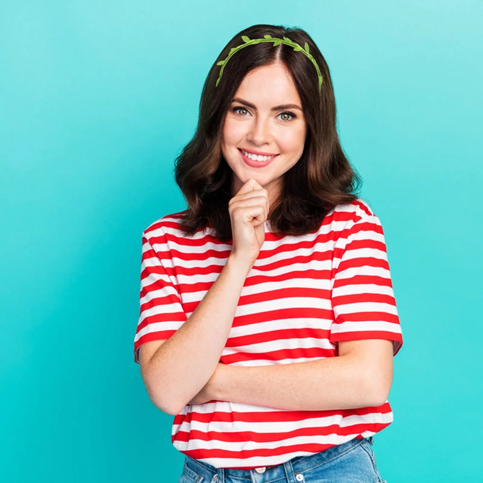 

2 шт. свадебные повязки на голову с зелеными листьями, искусственные цветочные короны-ободки для волос, аксессуары для волос на свадьбу, день рождения, вечеринку