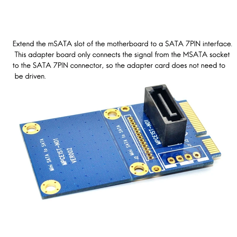 Tarjeta adaptadora MSATA a SATA Mini SATA a 7 pines SATA Mini PCIe expansión SATA tarjeta adaptadora Vertical compatible con altura completa