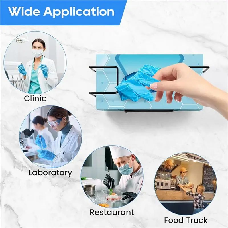 Glove Box Holder Wall Mounted Disposable Glove Dispenser, Metal Glove Rack For Rubber Glove Organizer Facial Tissue,4Pcs