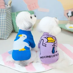 Winter Cartoon Swan Sweater Pet Warm Knit Teddy Pet Dog Clothes Bichon Frise Two Legged Clothes Puppy Christmas Gift Clothing