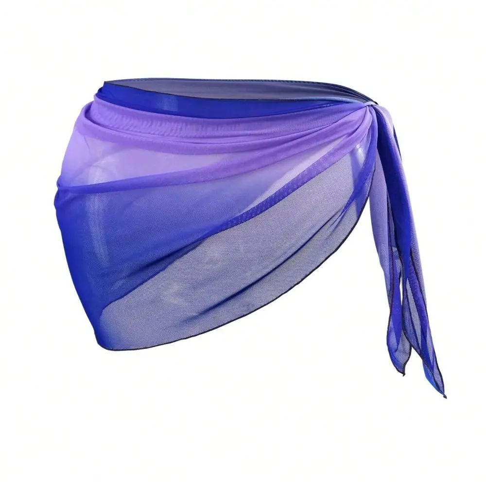 Chiffon Material Beach Dress UPF Protection Sheer Fabric Swimsuit Coverups Gradient Color Short Length Beach Cover Up Skirt