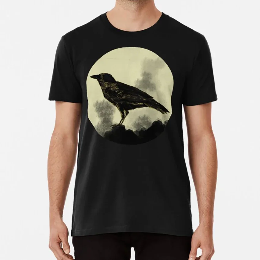 까마귀 검은 새 어두운 까마귀 야간 위카 티셔츠, 영적 상징 힘
