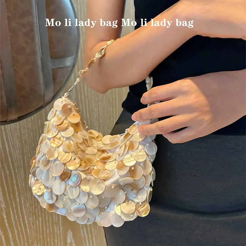 

Elegant Evening Women's Handbag Hand-Sewn Shell Mother-of-Pearl Spring/Summer 2026 Shoulder Crossbody Bag for Stylish Occasions