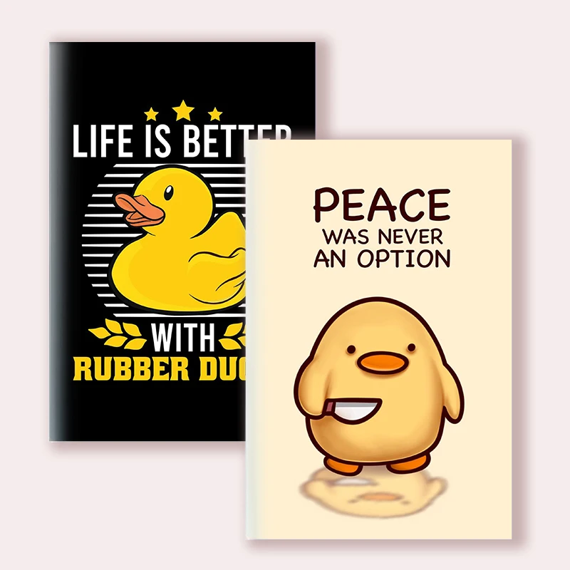 A5 Notebook Printing Quote - Peace Was Never An Option - Cute Cartoon Goose Duck Game Meme Kawai Funky Note Book Memo Planner