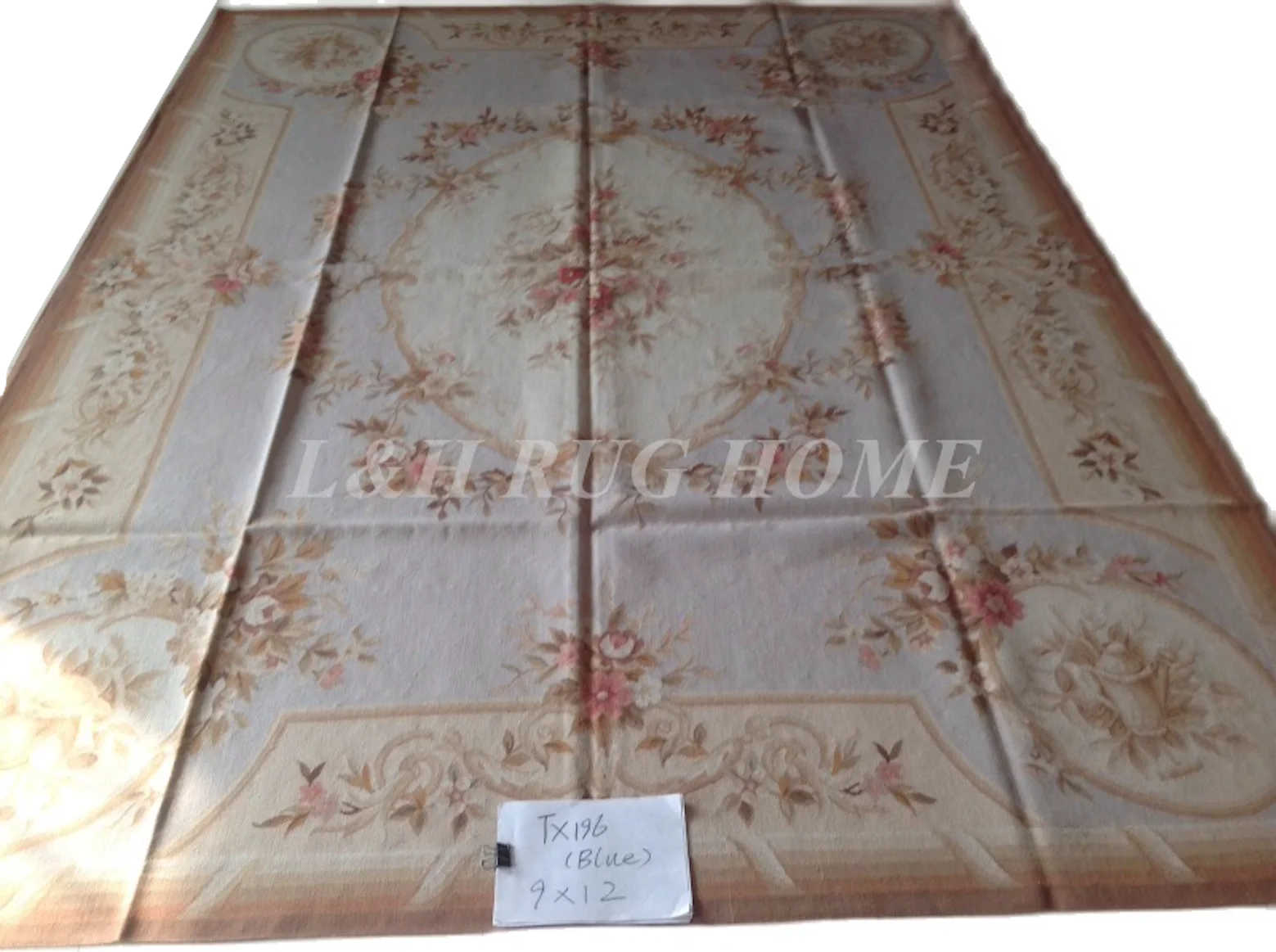 

Free shipping 9'x12' French Aubusson woolen rugs Aubusson carpet for home decoration light blue color