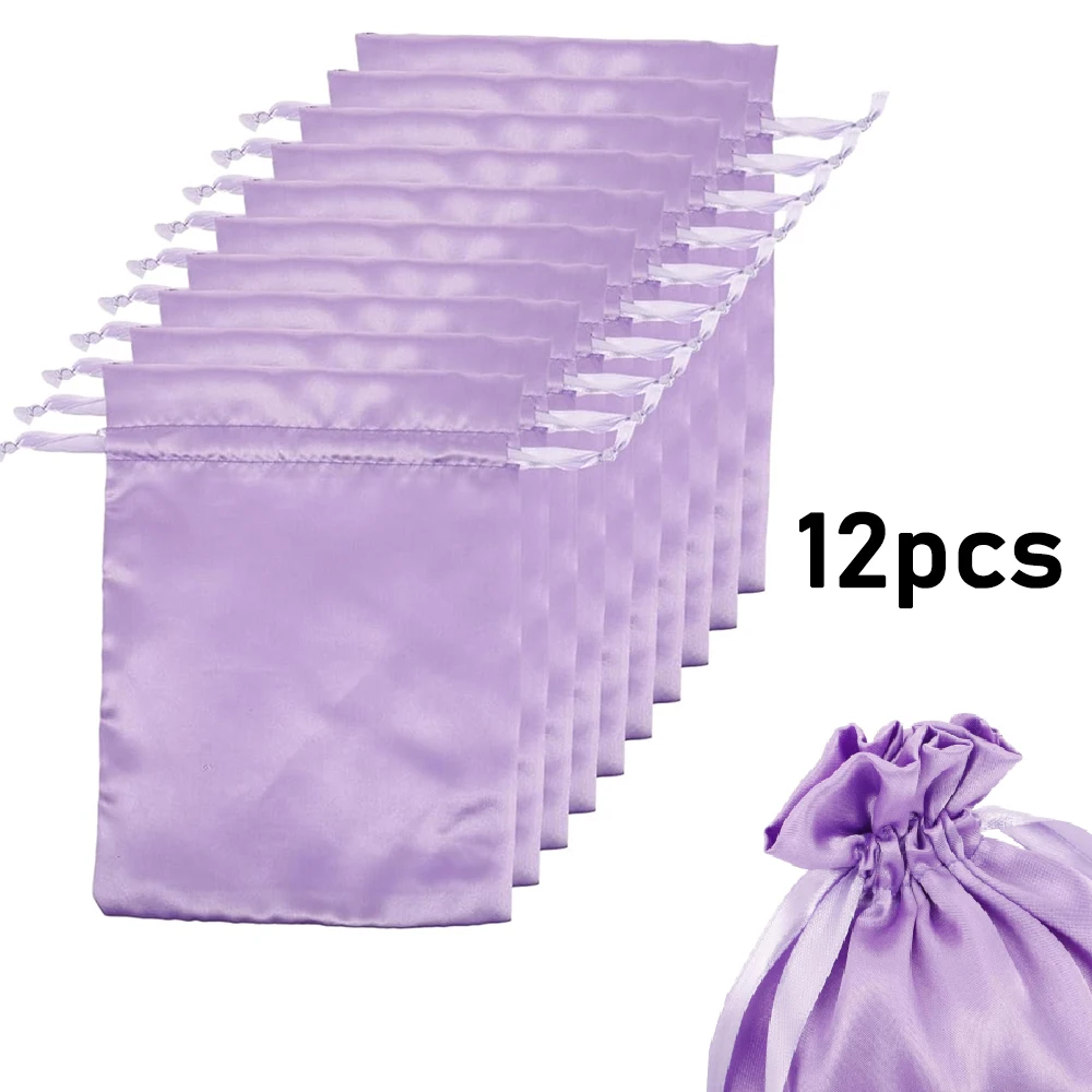 

1 dozen Satin Wig Bags with Drawstring - Silk Hair Storage Bags for Wigs Bundles Hair Extension Supplies Home and Salon Use