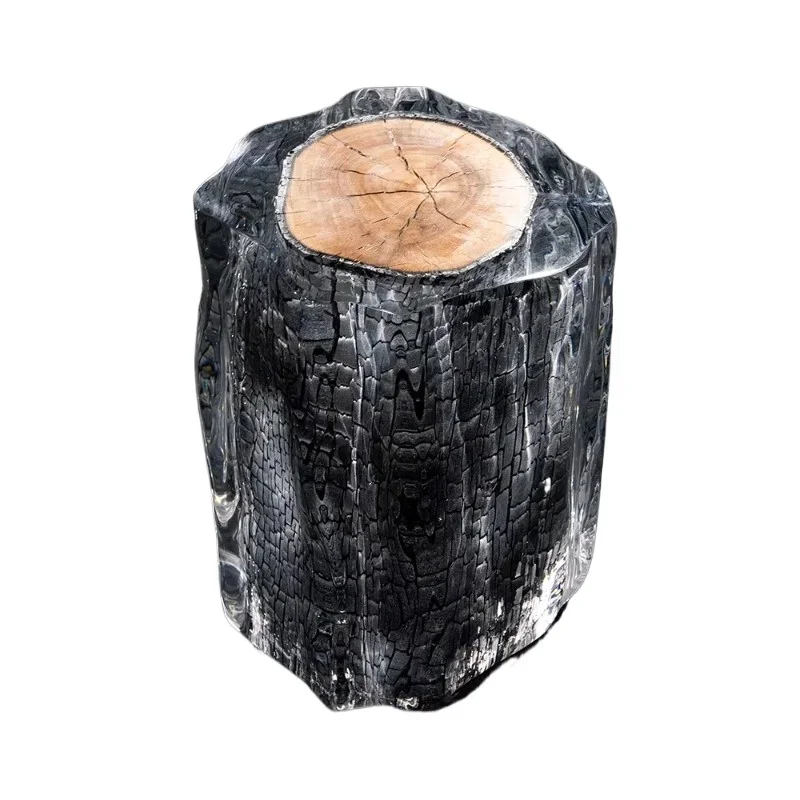 Acrylic coffee table side table stool running water burning wood stump stand