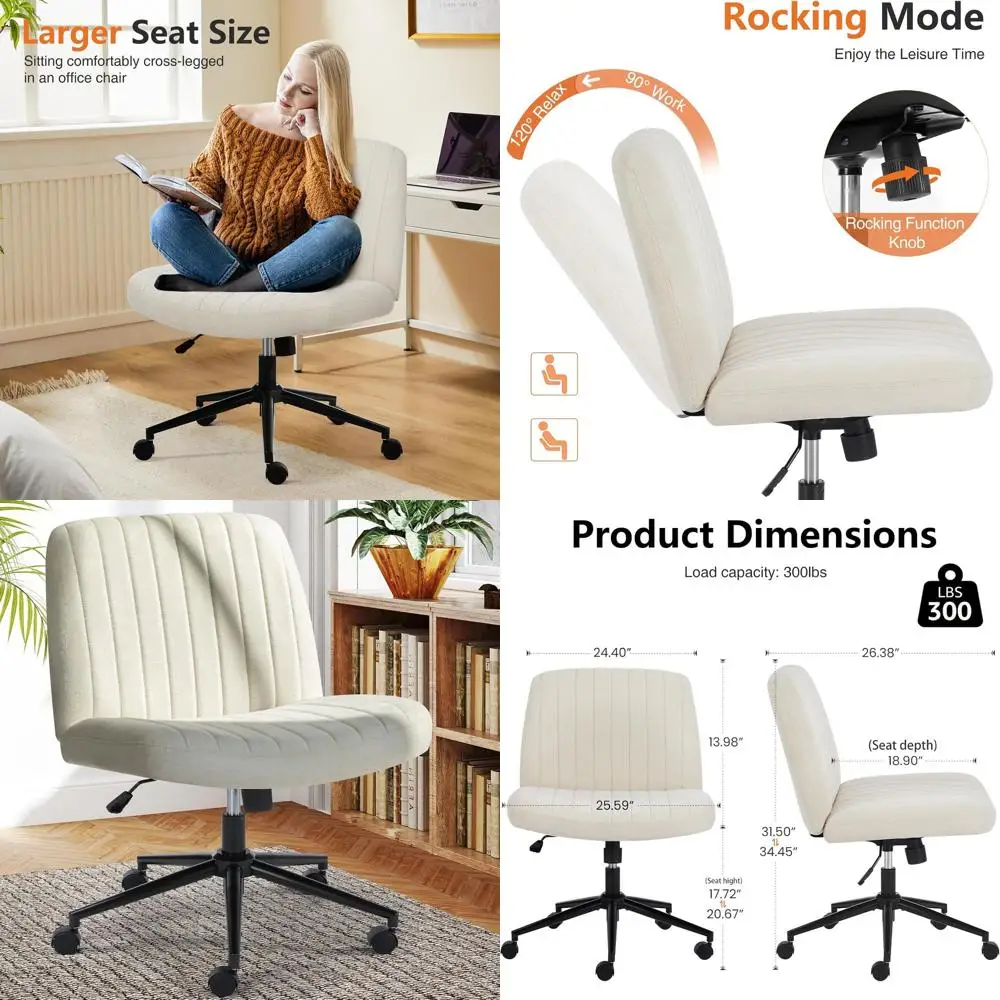 

Adjustable Swivel Desk Chair with Wheels for Home Office, Bedroom - Comfortable Computer Task Seating