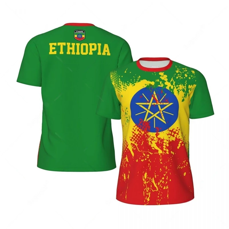 ETHIOPIA 3D Print Sport Quick-dry Breathable Men T-shirt Outdoor Exercise Football Jersey Team Fan Parent-child Short Sleeve Top