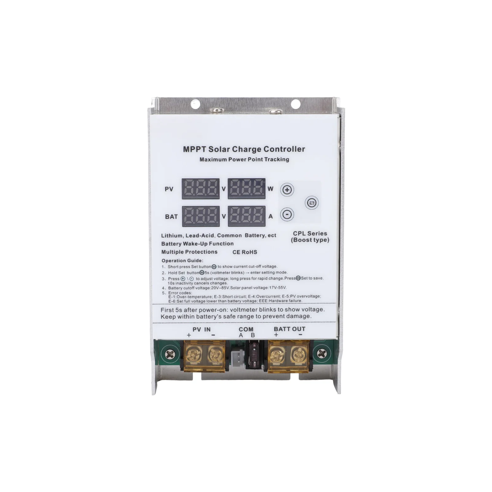 600W MPPT Solar Charge Controller Boost Regulator LED Display High Efficiency for 24V 36V 48V 60V 72V Multiple Battery Golf Cart