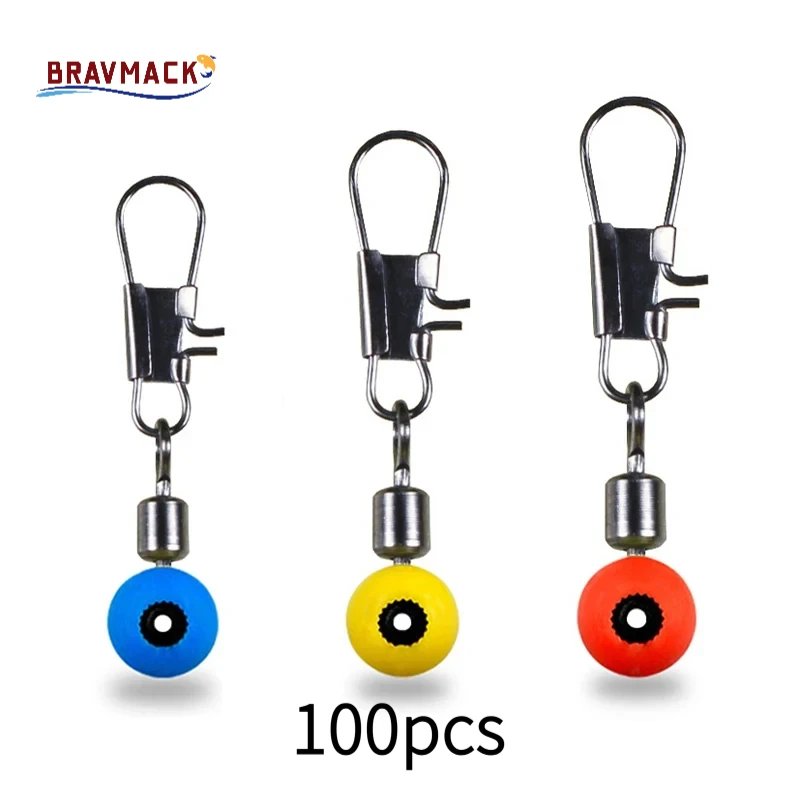 100 pçs pesca flutuante espaço feijão girar bobber conectores mar pesca de água salgada equipamento giratório isca de metal