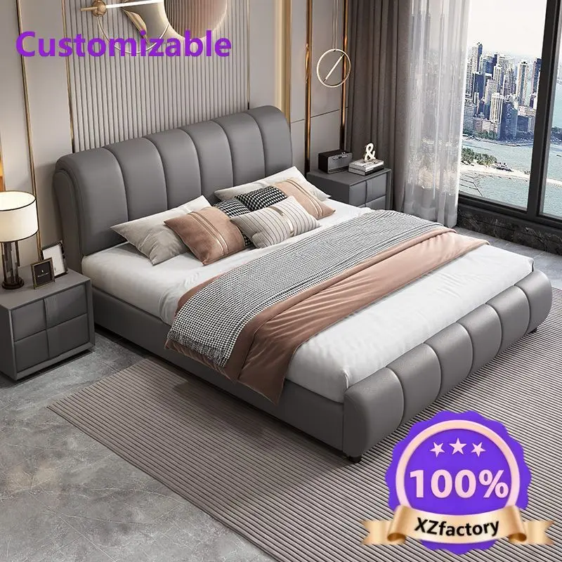 Factory Direct 2026 Top Cama doble de 1,8 metros, sencilla, moderna, caja de almacenamiento