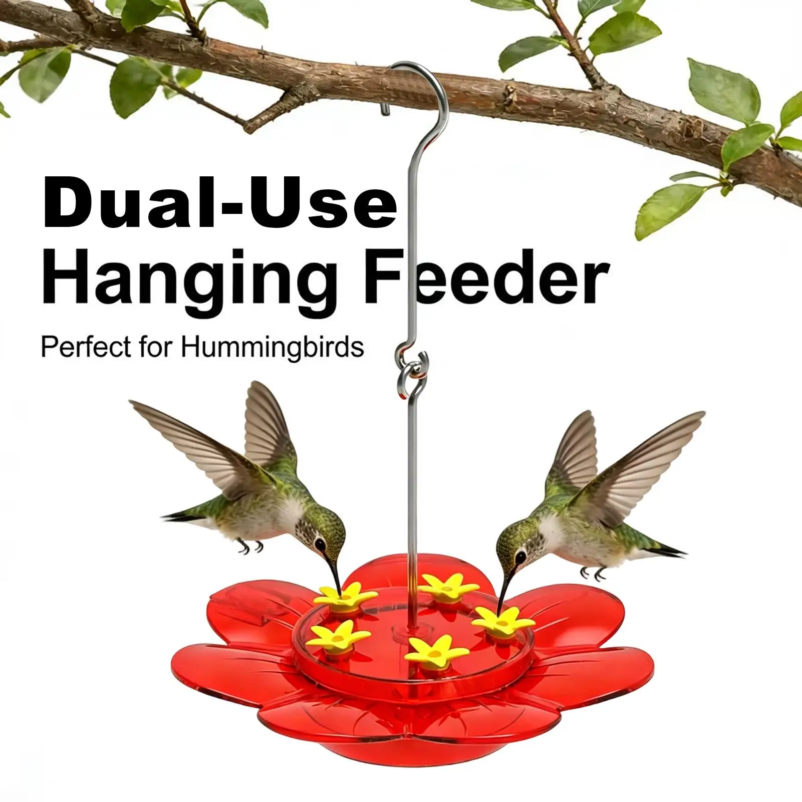 Comederos para Colibríes, Comedero Colgante para Exteriores a Prueba de Fugas con Gancho, Comedero para Pájaros de Jardín con Múltiples Puertos de Alimentación, Bebedero para Pájaros de Exterior