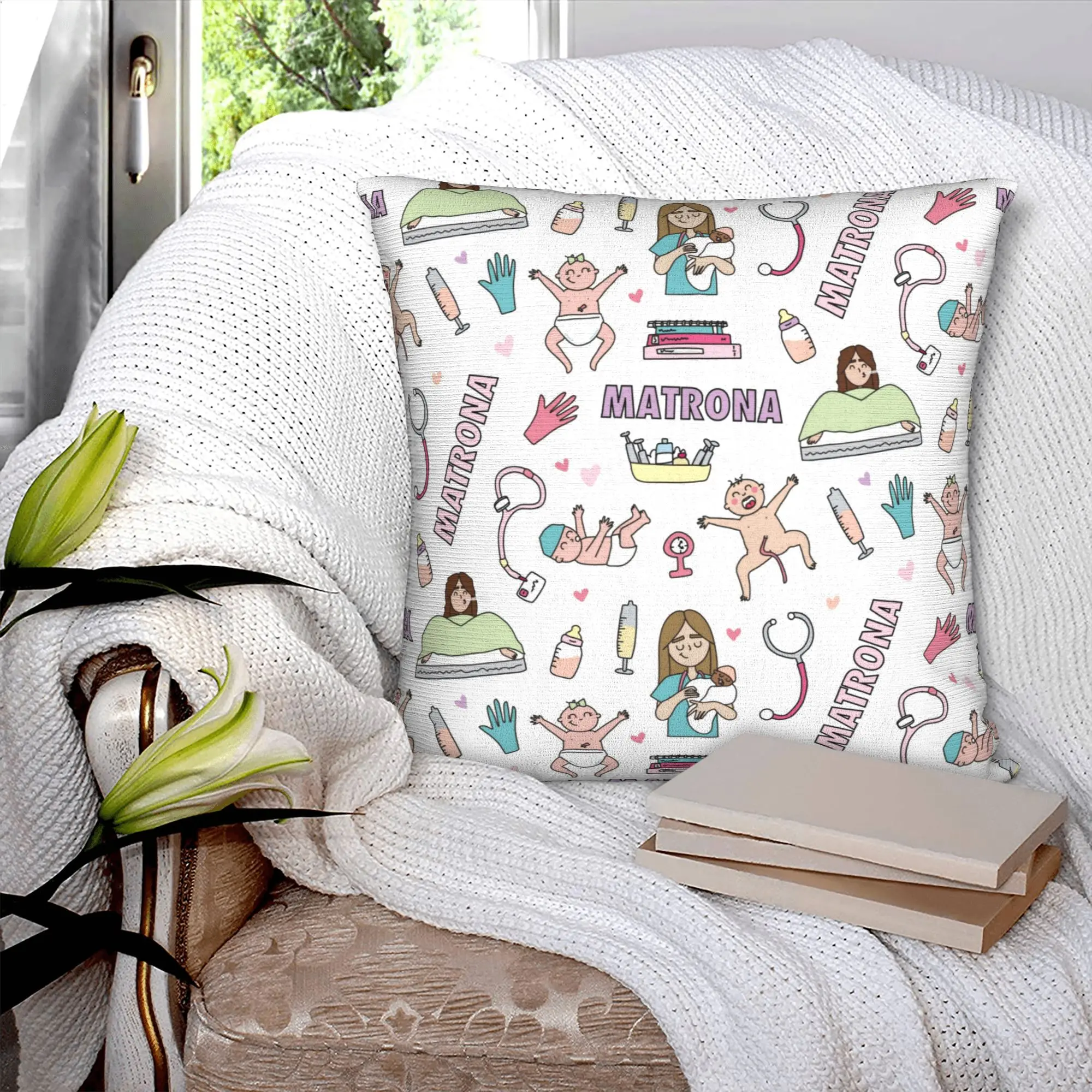 Cartoon Doctor Nurse Enfermera En Apuros 55 Pillow Case Home Decorative Modern  Chair Cushion Square Pillowcase