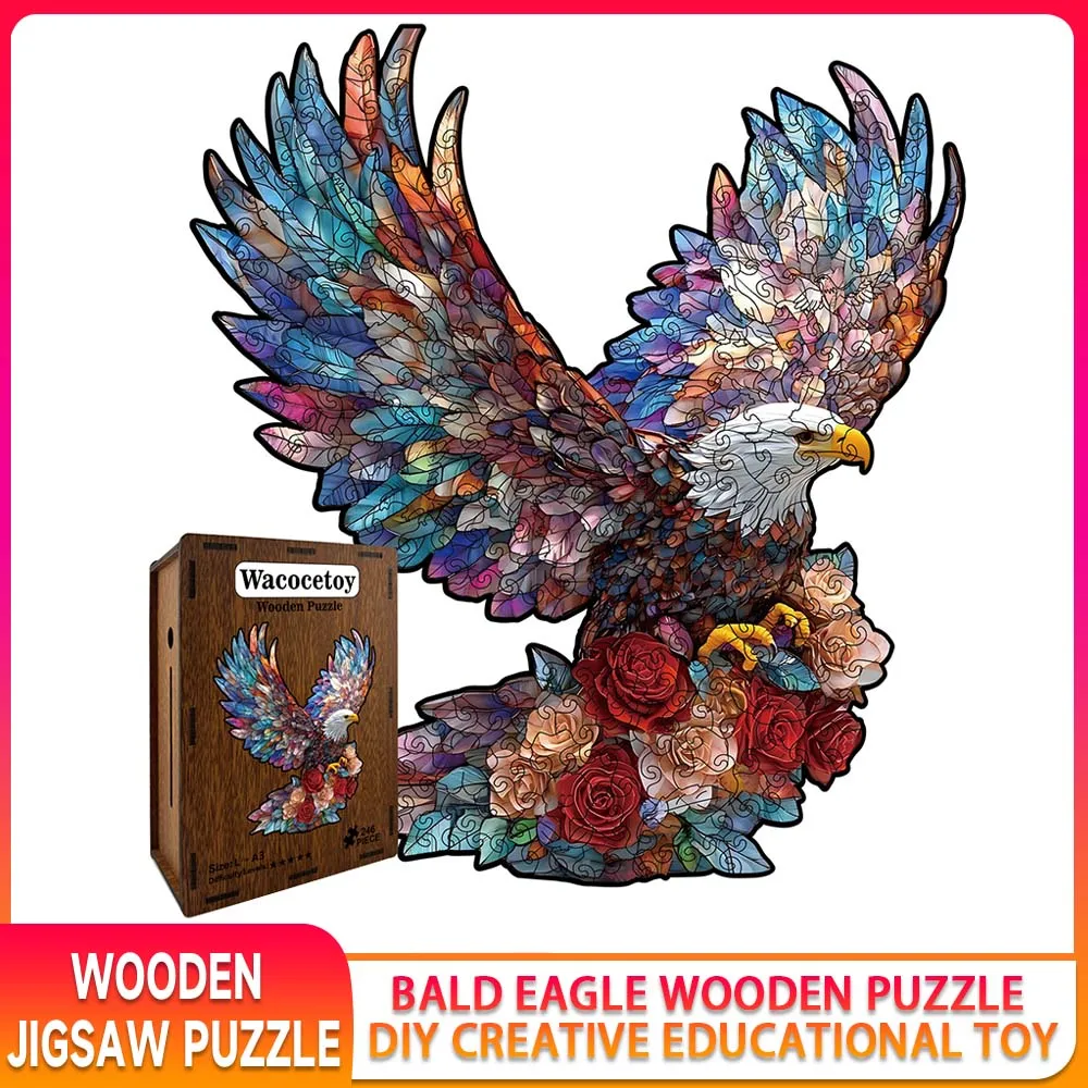 

Wooden Bald Eagle Puzzle, DIY Flat Color Educational Toy for Kids 8+ (L/M), Boost Imagination & Hands-on Skills