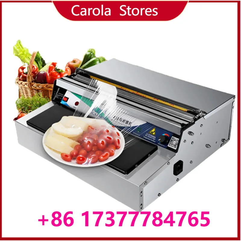 Tabletop Food Wrap Sealer Machine Auto Cut Plastic Film Fresh Fruit Vegetable Packaging Wrapper Equipment For Commercial Market