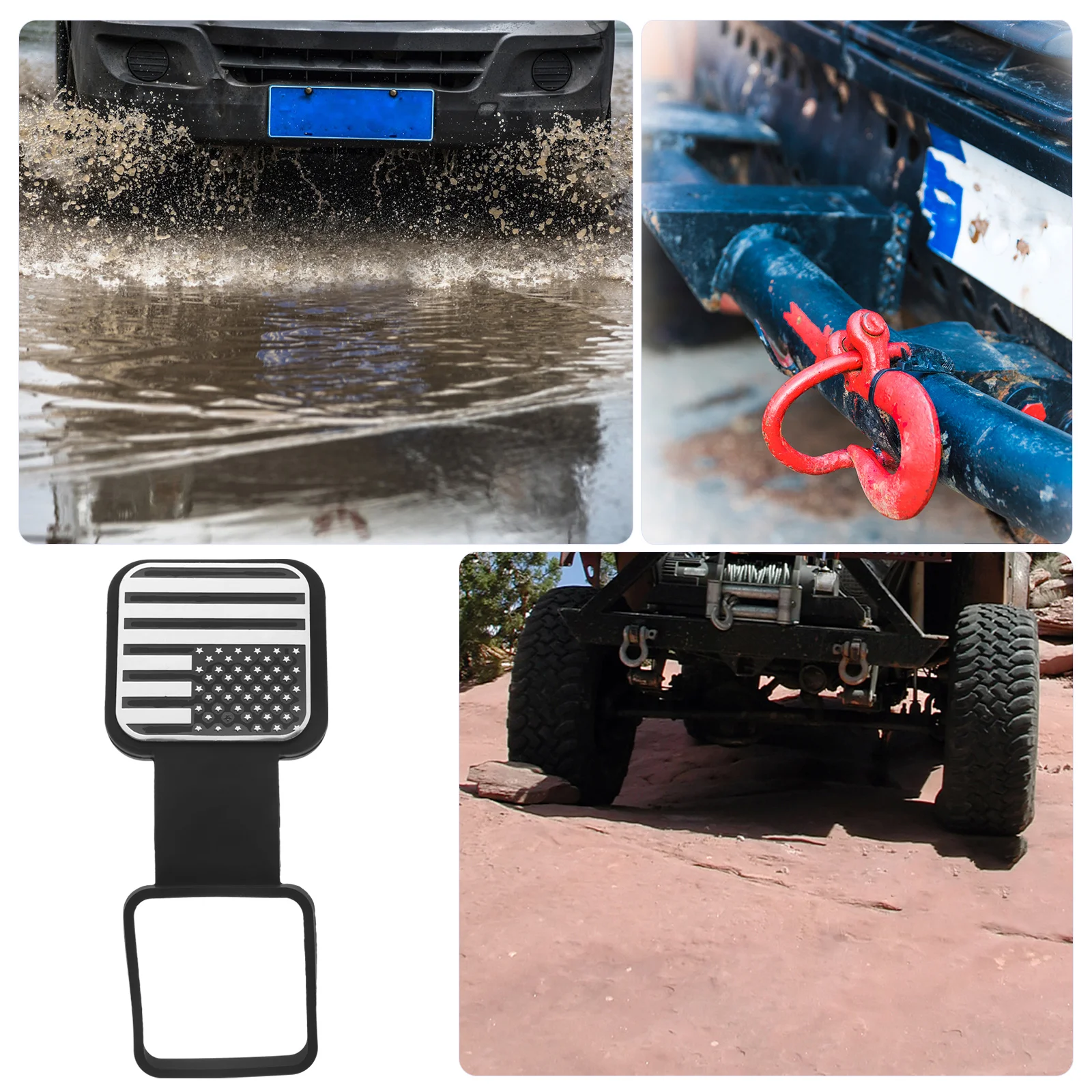 

Trailer Hitch Cover Tow Protector Cap Dustproof Waterproof Car Truck Boat RV Accessories Silver Plate Tpu Easy Install Remove